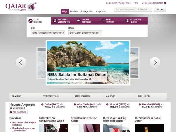 Qatar Airways Website