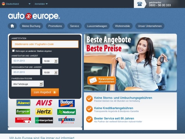 Auto Europe Website