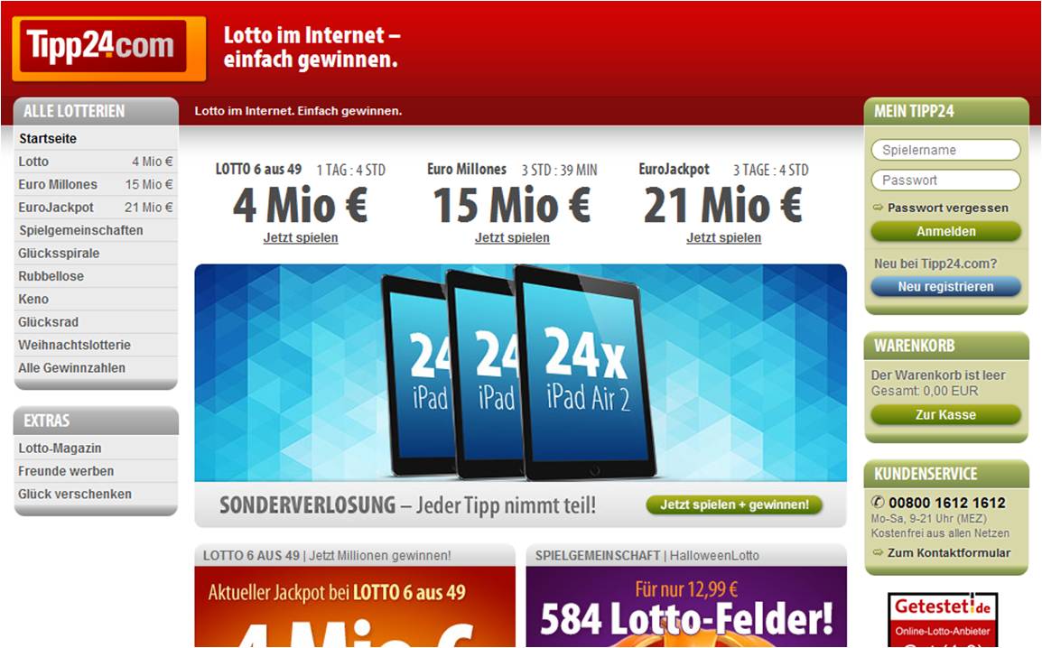 Tipp24 Homepage