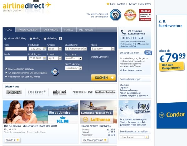 Airline Direct Website