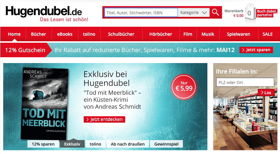 Hugendubel Webseite