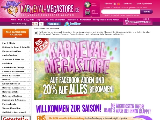 Karneval Megastore Website