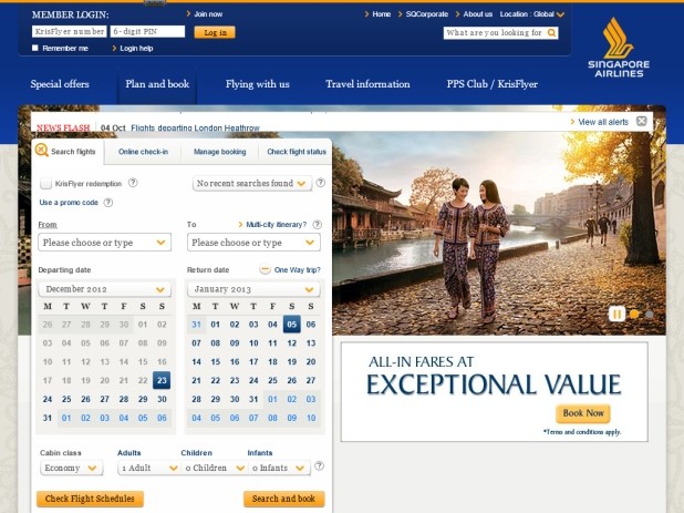 Singapore Airlines Website Singapore Airlines Website