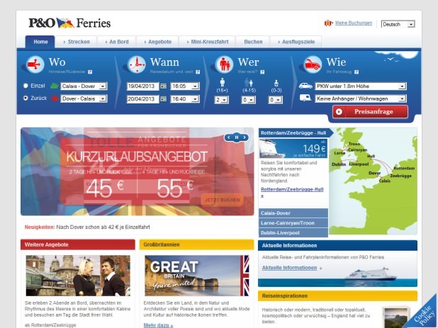P & O Ferries Website