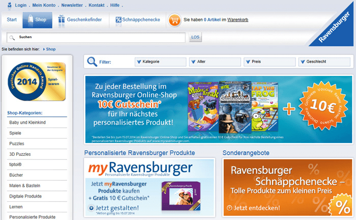 Ravensburger.de Webseite