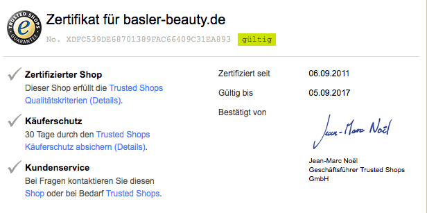 Basler Beauty Kundenbewertung