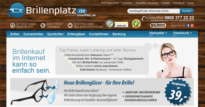 Brillenplatz.de Webseite