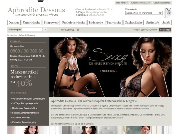 Aphrodite Dessous Website