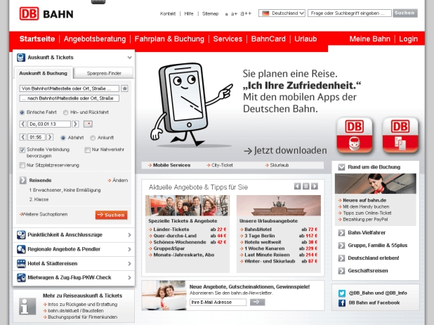 Deutsche Bahn Website