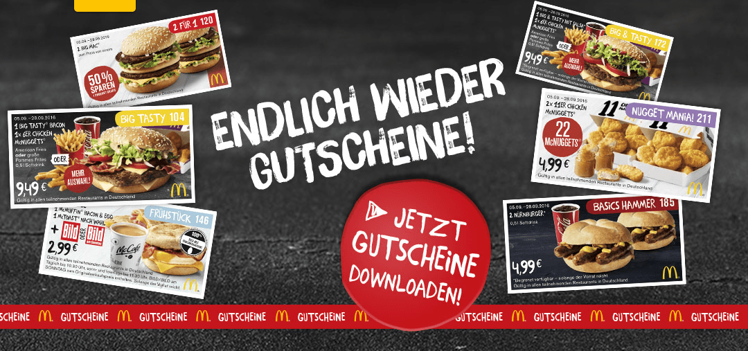 Mc Donalds Gutscheine (PDF), Mc Donalds Coupons Januar 2024