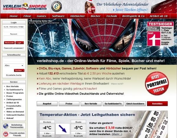 Verleihshop Website Verleihshop Website