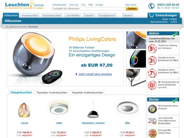 Leuchtenzentrale Website Leuchtenzentrale Website