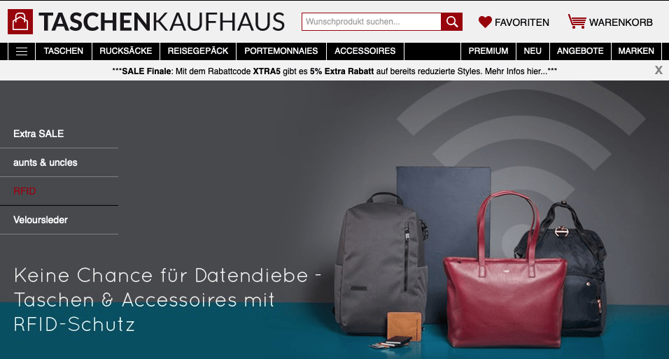 Taschenkaufhaus Webseite