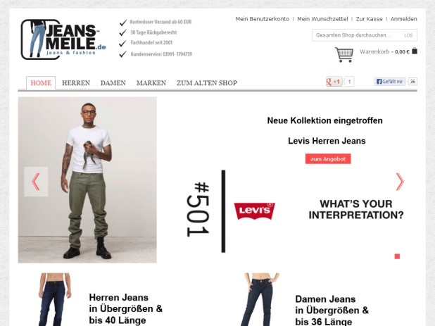 Jeans Meile Website