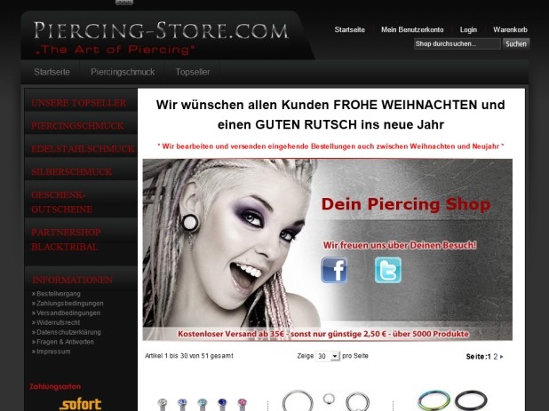 Piercing Store Website