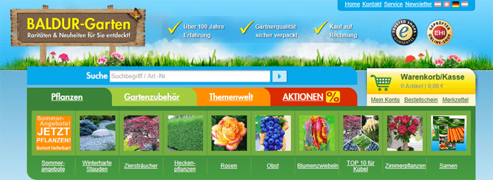 Baldur-Garten.de Webseite