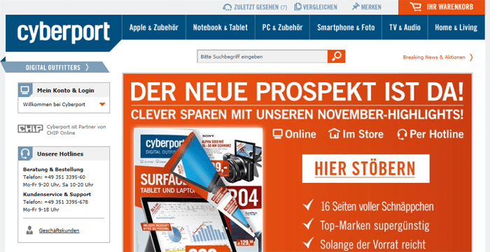 Cyberport.de Webseite