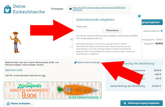 disneystore.de Gutschein