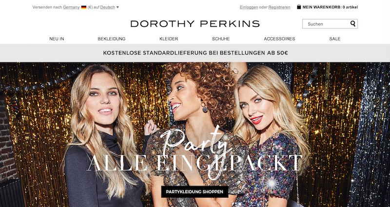 Dorothy Perkins Webseite