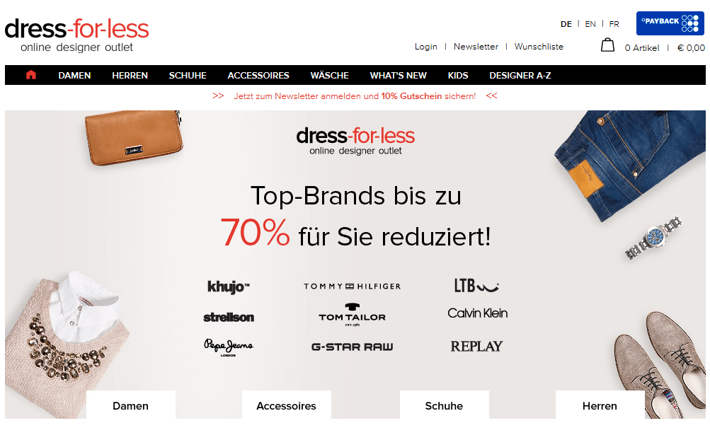 dress for less Startseite