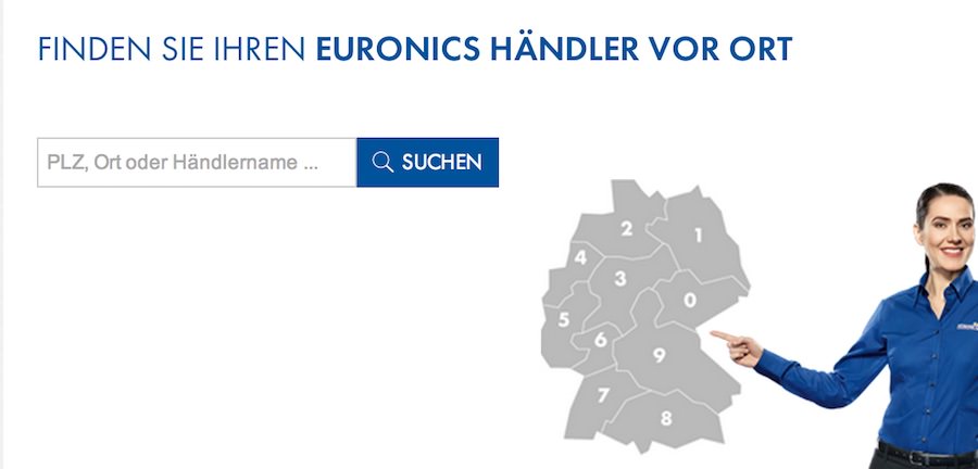 Euronics Filialsuchfunktion