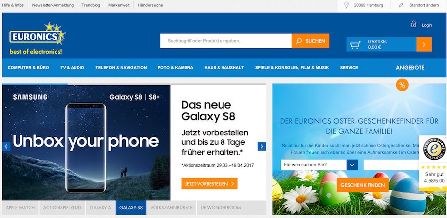 Euronics Webseite