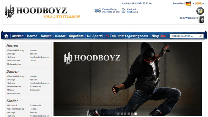 Hoodboyz.de Webseite