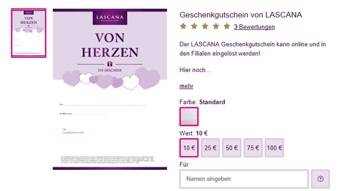 lascana.de Geschenkgutschein