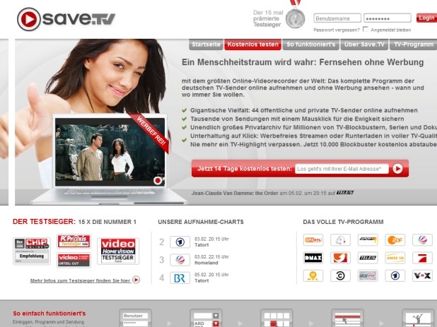 save.tv Website