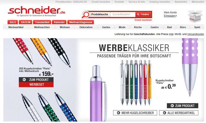 Schneider.de Webseite