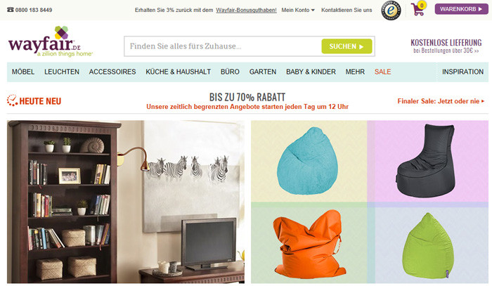 Wayfair.de Webseite