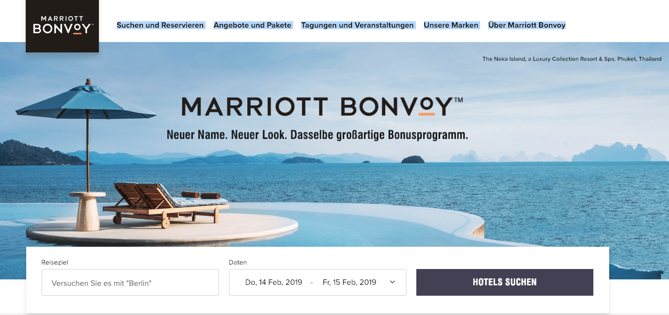 Marriott Webseite