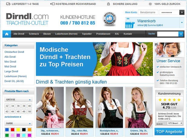 dirndl.com Homepage