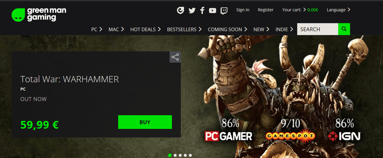 Green Man Gaming Startseite