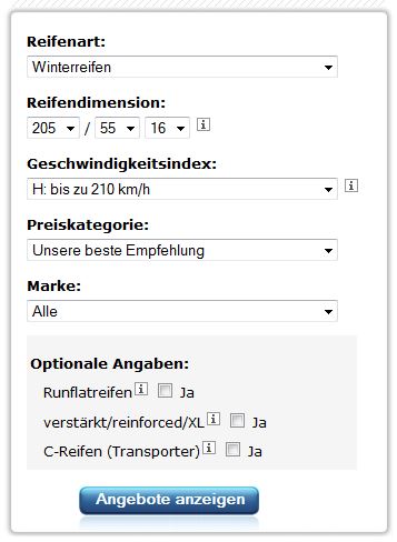 ReifenDirekt Winterreifen Auswahl