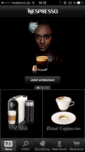 nespresso - homescreen