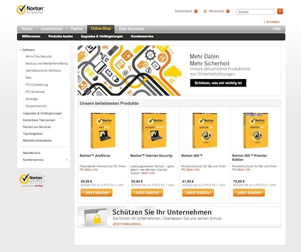 Norton Online Shop Startseite