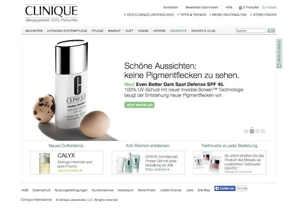 Clinique Online Shop Startseite