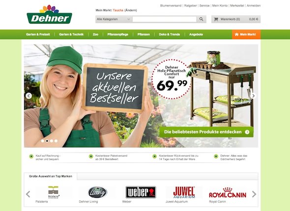 Dehner Online Shop Startseite