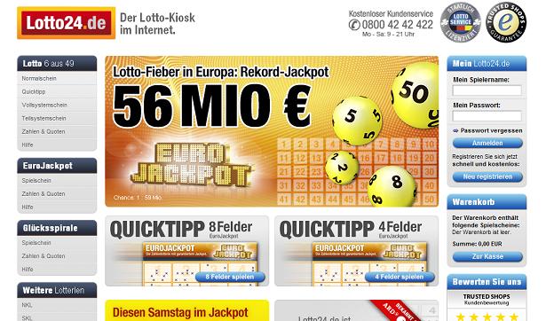 Lotto24 Onlineportal Startseite