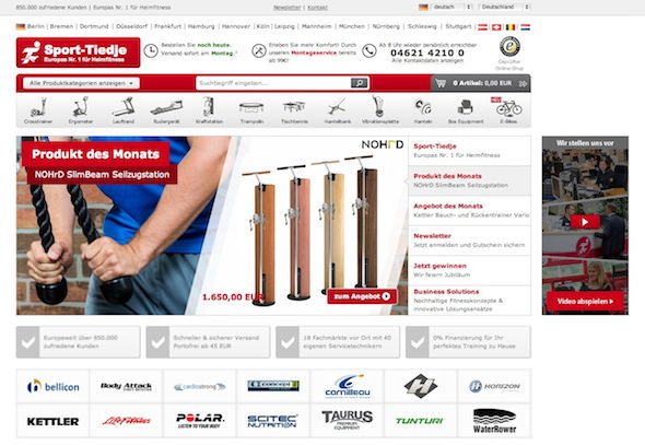 Sport-Tiedje Online Shop Startseite