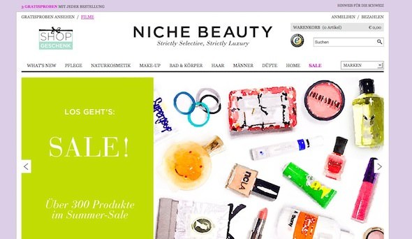 Niche Beauty Online Shop Startseite