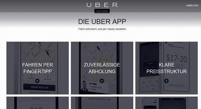 Uber Onlineportal Startseite