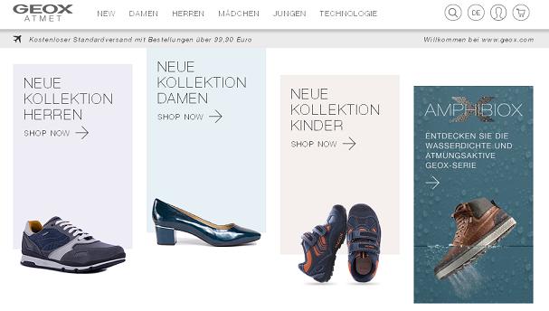 Geox Online Shop Startseite