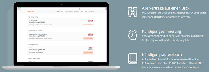 aboalarm.de Vertragsverwaltung