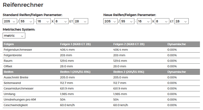 reifen.de Reifenrechner