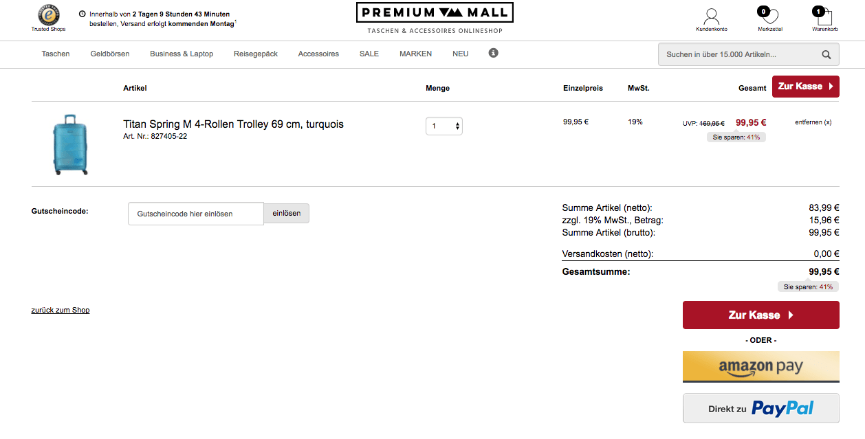 Premium Mall Gutschein einlösen