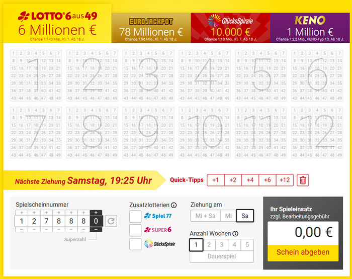 Lotto.de Spielschein