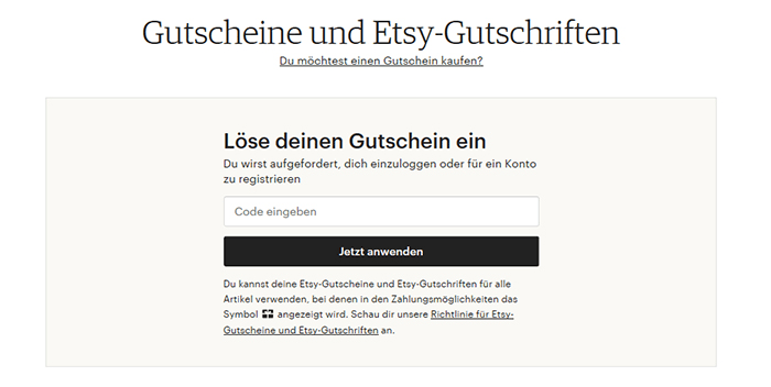 Etsy.com Gutschein
