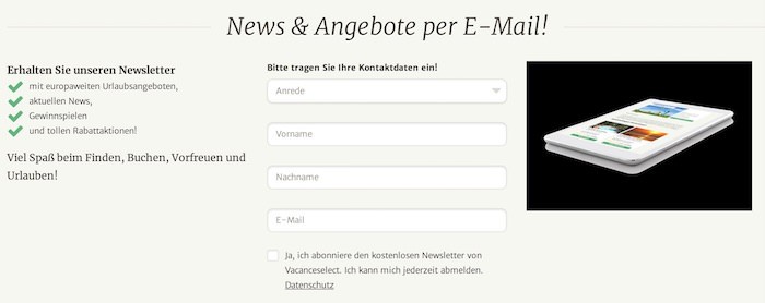 Vacanceselect Newsletter